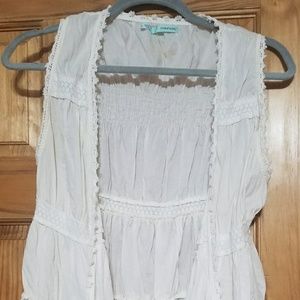 White Vest with Lace Trim